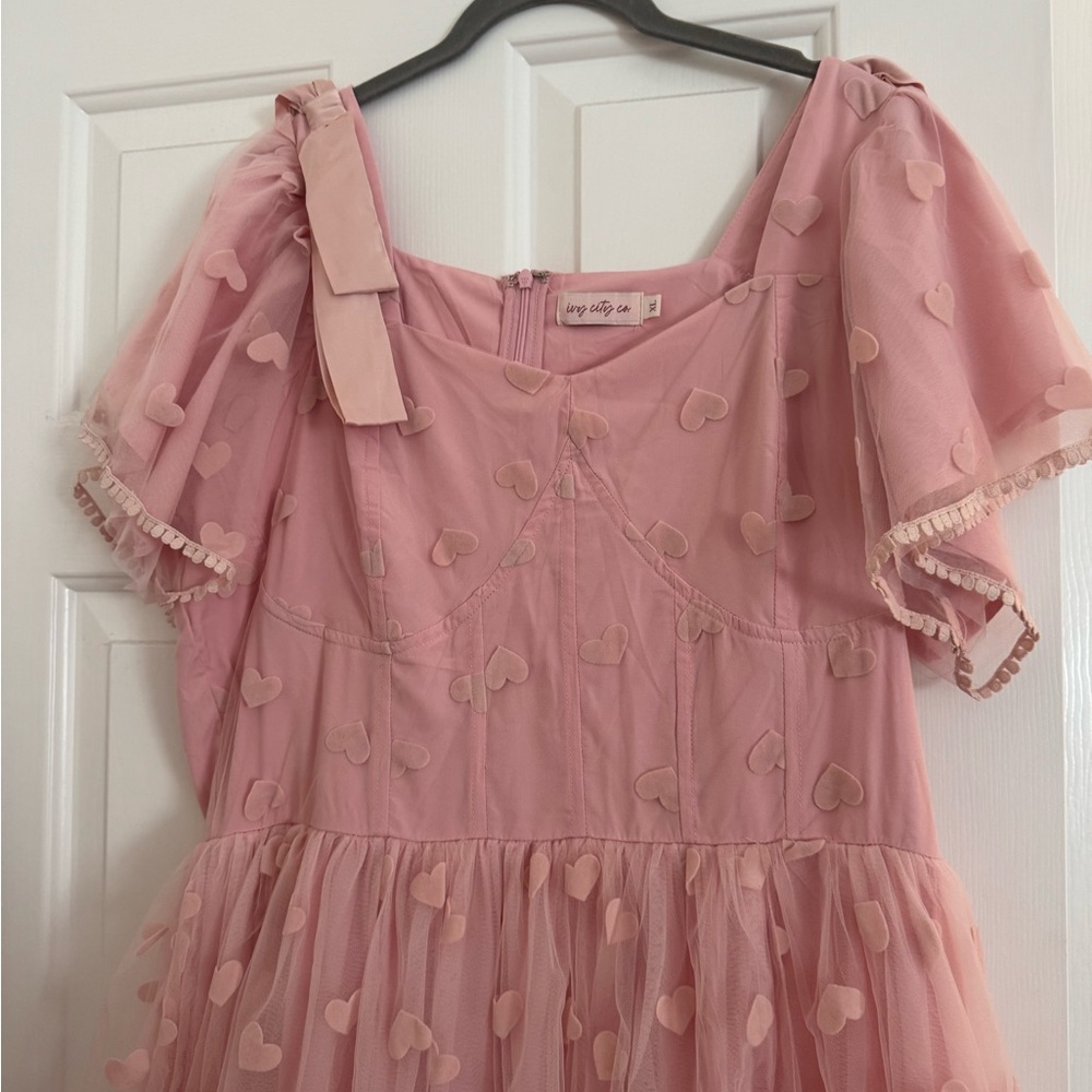 NWOT Ivy City Co Blush Heart Appliqué Dress - Picture 5 of 10